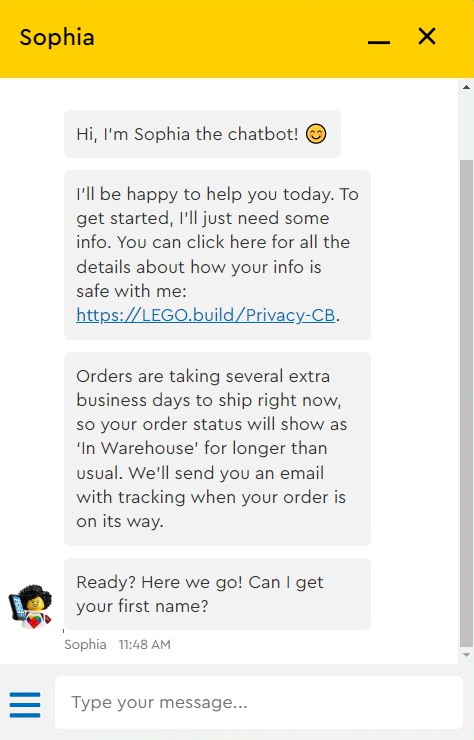 Le chatbot de Lego analyse les besoins des clients et répond aux requêtes sur le site de commerce électronique