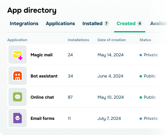 Gérez vos applications dans notre catalogue