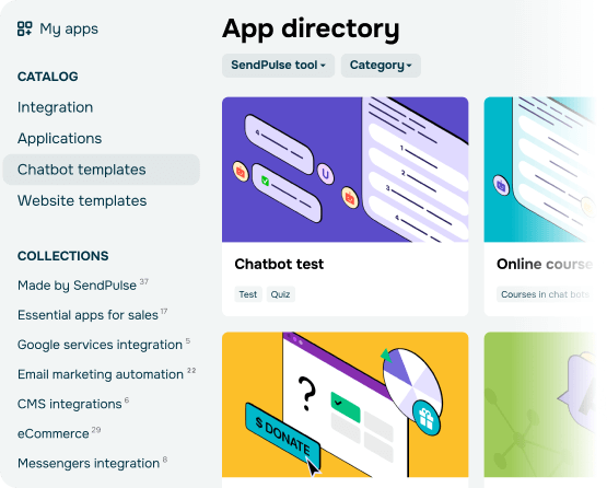 Créez des modèles pour les campagnes d’emailing, les landing pages et les flux de chatbot