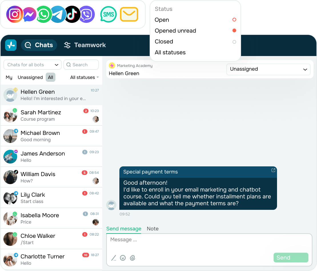 Gérez toutes vos interactions depuis une seule et même boîte de réception omnicanale
