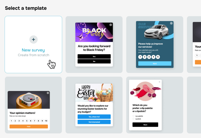 Créez votre enquête pop-up avec notre générateur intuitif par glisser-déposer