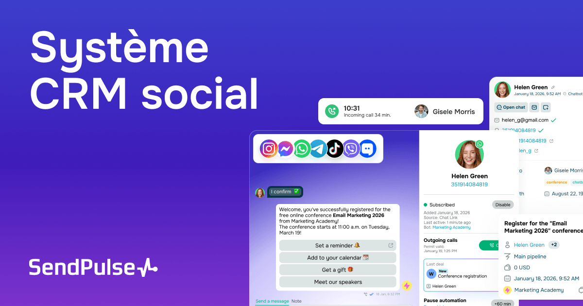 Système CRM social | SendPulse FR