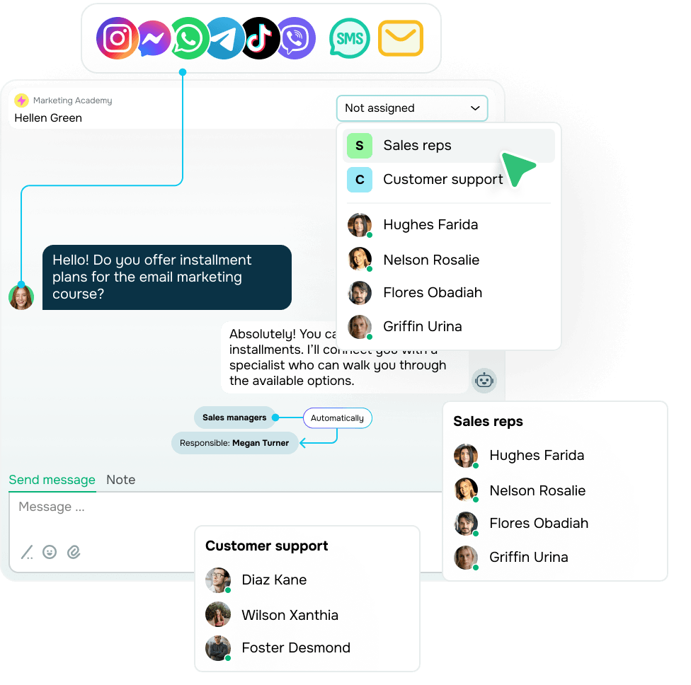 Transférez les conversations complexes à votre équipe