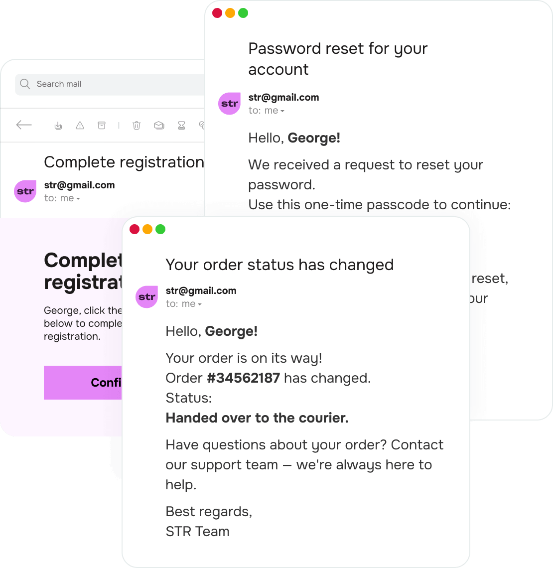 Envoyez instantanément vos emails transactionnels les plus essentiels