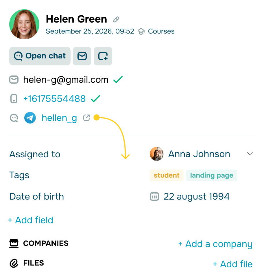 Lancez des conversations directement depuis votre écosystème CRM